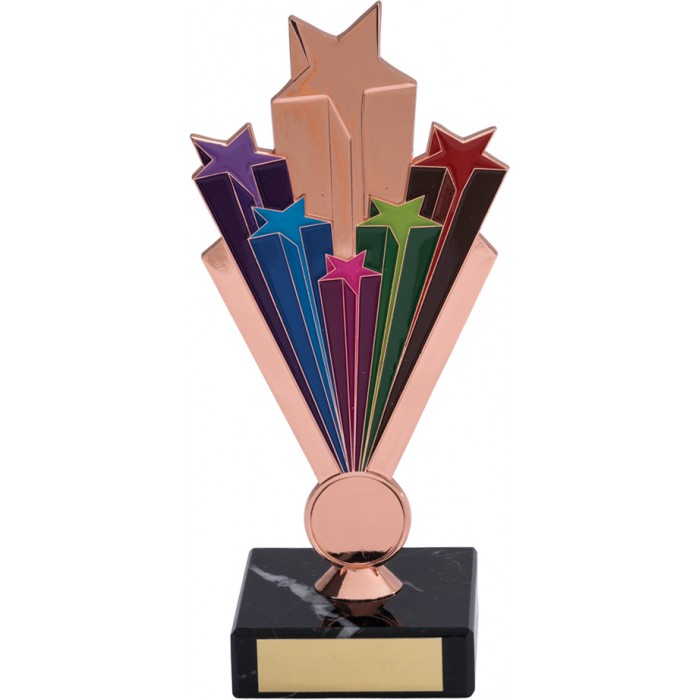 BRONZE 7'' STARBURST METAL TROPHY - WITH CHOICE OF SPORTS CENTRE 